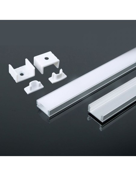 Aluminium profiel voor LED strips, grijs, 2000x17,4x7mm, lineair, gesatineerde afdekking - V-TAC 3355 VT-8113
