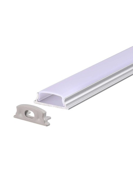 Flexible aluminium profile for LED strips, white, 2000x18x6mm, linear, satin cover - V-TAC 2909 VT-8138