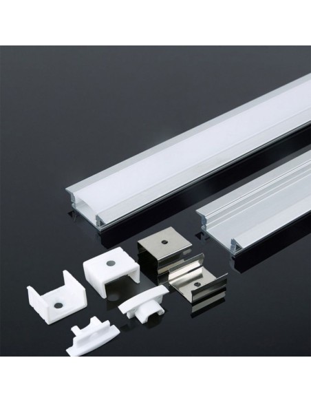 Aluminium inbouwprofiel voor LED-strips, wit, 2000x24,7x7mm, lineair, gesatineerde afdekking - V-TAC 3368 VT-8106-W
