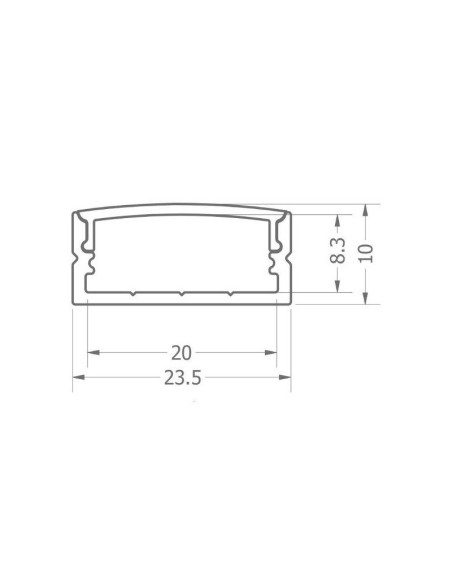 Aluminium profile for LED strips, grey, 2000x23.5x10mm, linear, satin cover - V-TAC 3352 VT-8108