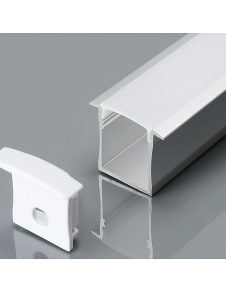 Aluminium recessed profile for LED strips, grey, 2000x30x20mm, linear, satin cover - V-TAC 3372 VT-8119