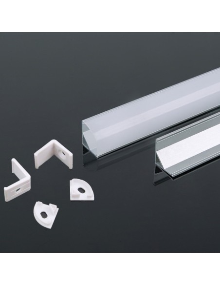 Profilo in alluminio per strisce led, grigio, 2000x15,8x15,8mm, angolare, copertura satinata - V-TAC 3353 VT-8109