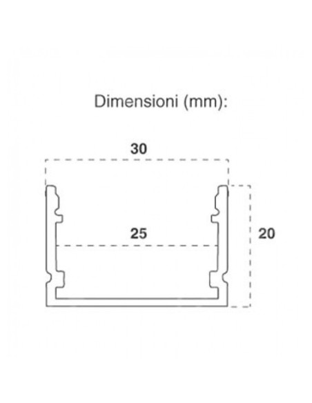 Aluminium profiel voor LED strips, wit, 2000x30x20mm, lineair, gesatineerde afdekking - V-TAC 3371 VT-8118