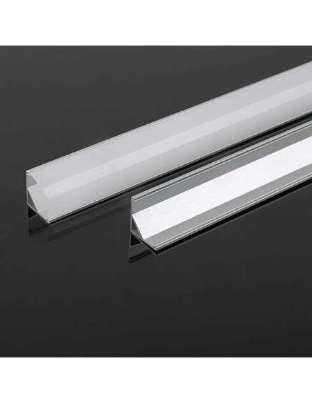 Aluminium profile for LED strips, grey, 2000x15.8x15.8mm, angled, satin cover - V-TAC 10322 VT-8158
