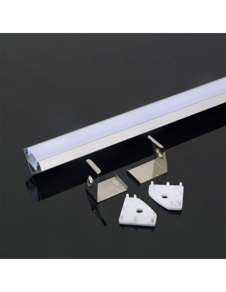Perfil de aluminio para tiras LED, blanco, 2000x19x19mm, en ángulo, cubierta esmerilada - V-TAC 3364 VT-8114-W