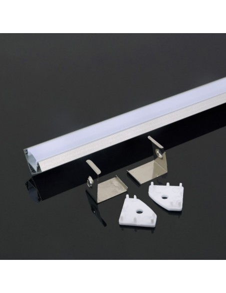Perfil de aluminio para tiras LED, gris, 2000x19x19mm, acodado, cubierta satinada - V-TAC 3356 VT-8114