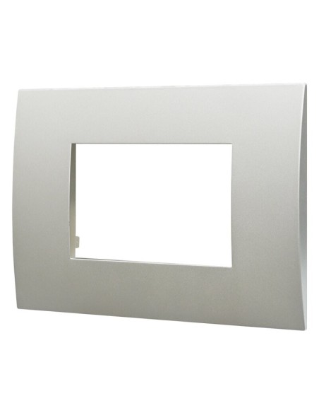 Venus serie plaat, 3 modules, kunststof, zilver, compatibel met Vimar Arkè serie - Ettroit VA83306
