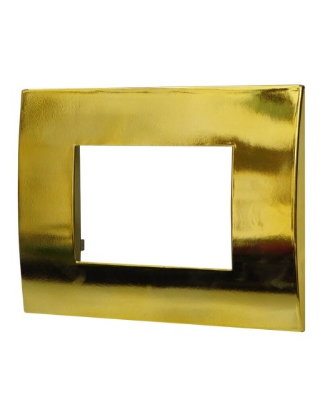 Plaque série Venus, 3 modules, plastique, or poli, compatible avec la série Vimar Arkè - Ettroit VA83312