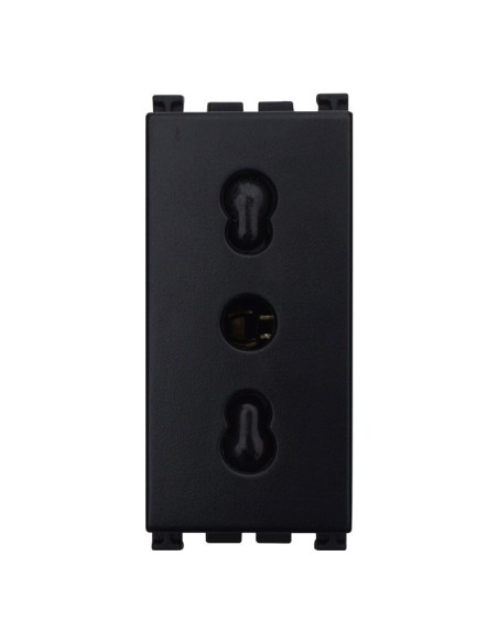 Modulo presa bipasso, serie Venus, nero, 16A, compatibile con serie Vimar Arkè - Ettroit VA2001