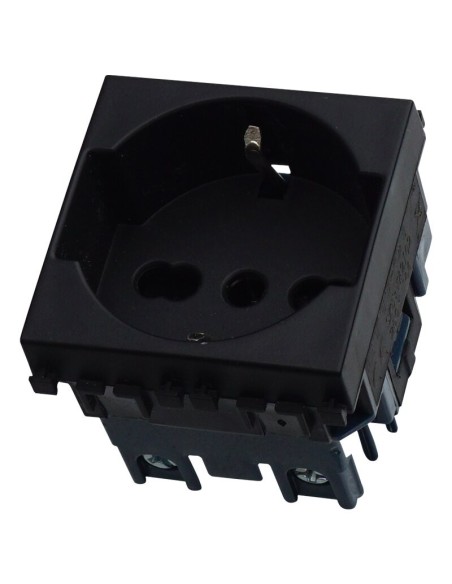 Modulo presa schuko, serie Venus, nero, 16A, compatibile con serie Vimar Arkè - Ettroit VA2102