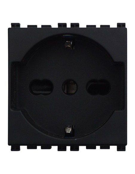 Modulo presa schuko, serie Venus, nero, 16A, compatibile con serie Vimar Arkè - Ettroit VA2102