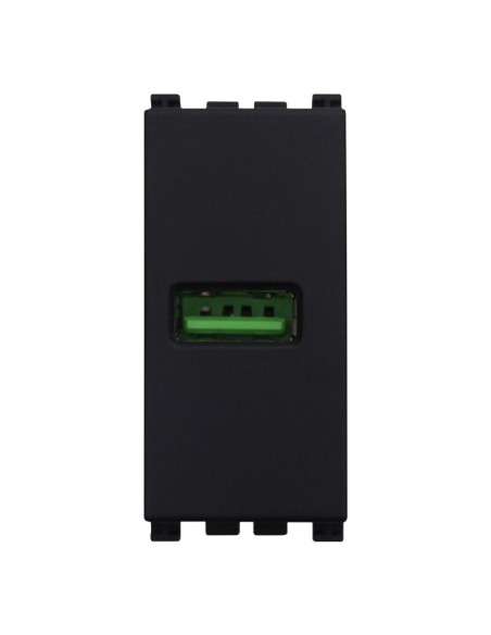 Módulo de toma USB 2.0 tipo A, 5Vdc 2,1A, serie Venus, negro, compatible con la serie Vimar Arkè - Ettroit VA2401