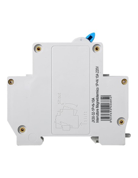 Disjoncteur à courant résiduel 1P+N, 1 module, 220Vac, 10A, 30mA, 4.5KA - Ettroit JX251040