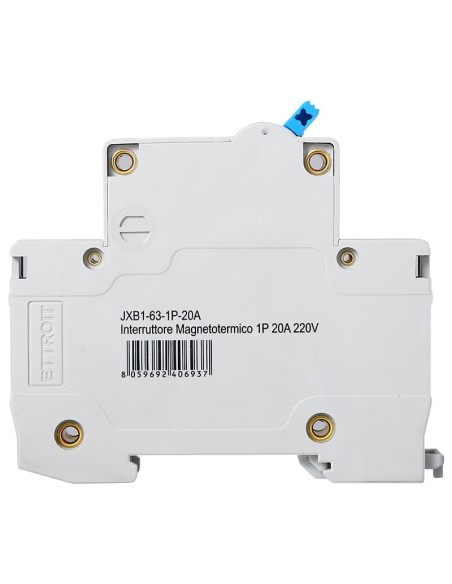 Thermal-magnetic circuit breaker 1P, 1 module, 240Vac, 20A, curve C, 6KA - Ettroit JX112060