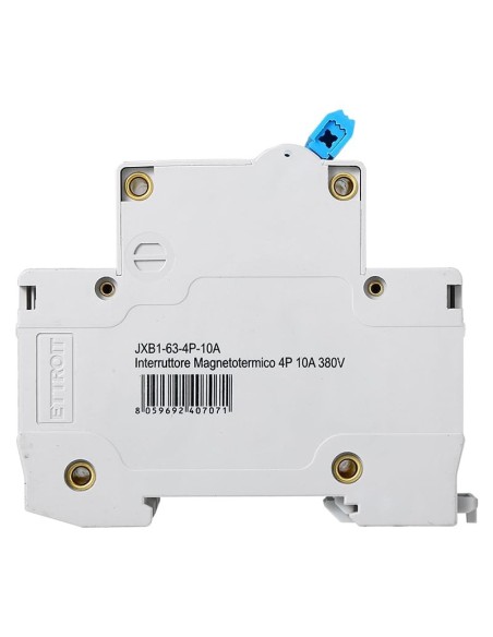 Interruttore magnetotermico 4P, 4 moduli, 415Vac, 10A, curva C, 6KA - Ettroit JX141060