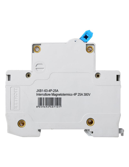 Interruttore magnetotermico 4P, 4 moduli, 415Vac, 25A, curva C, 6KA - Ettroit JX142560
