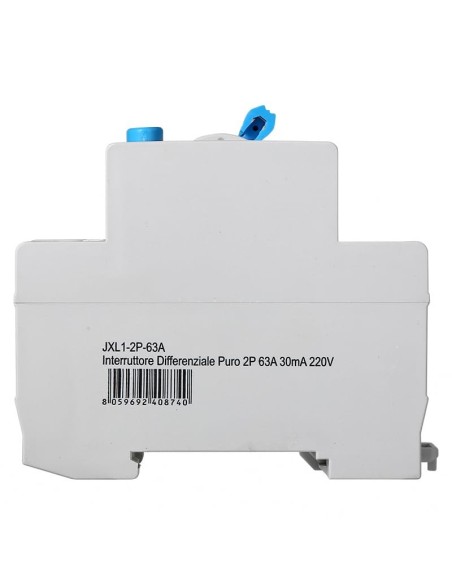 Pure residual current circuit breaker 2P, 2 modules, AC type, 240Vac, 63A, 30mA, 6KA - Ettroit JX326361