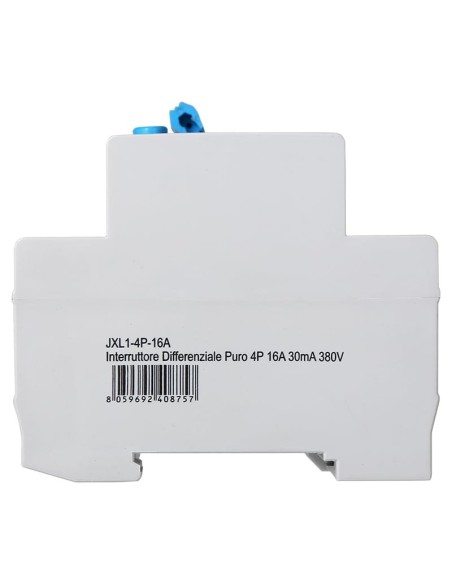 Pure residual current circuit breaker 4P, 4 modules, AC type, 415Vac, 16A, 30mA, 6KA - Ettroit JX341661