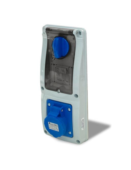 Presa interbloccata verticale con sezionatore, ad incasso, con portafusibile, 230V, 3 poli, 16A, IP54 - Rosi 16.3214B6-I