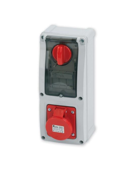 Vertical interlocked socket outlet with disconnector, with fuse holder, 380V, 4-pole, 32A, IP54 - Rosi 16.3334R6