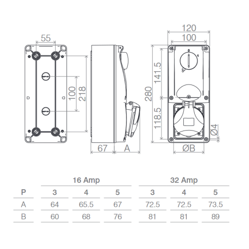 Vertikale verriegelte Steckdose mit...