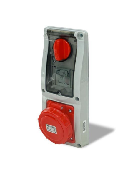 Vergrendelde wandcontactdoos met schakelaar, inbouw, met zekeringhouder, 380V, 4 polig, 32A, IP67 - Rosi 16.3332R6-I
