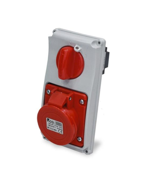 Presa interbloccata verticale con sezionatore, ad incasso, 380V, 5 poli, 32A, IP54 - Rosi 19.3434R6-I