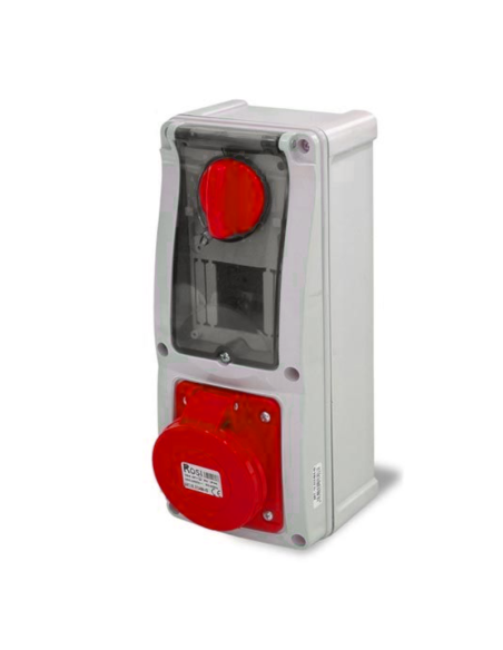 Vertical interlocked socket outlet with disconnector, with bottom, with DIN rail, 380V, 5 poles, 32A, IP54 - Rosi 16.3434R6D