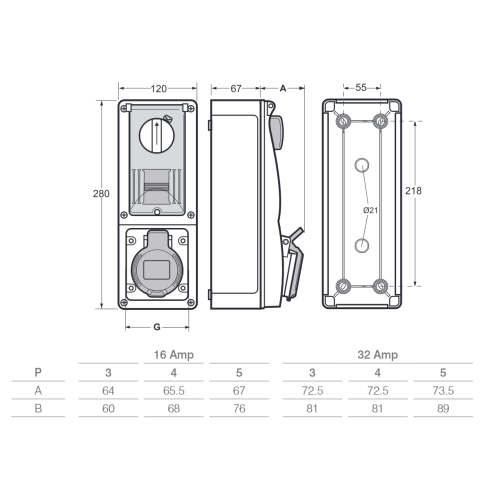 Vertikale verriegelte Steckdose mit...