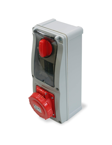 Vertical interlocked socket outlet with disconnector, with fuse holder, 380V, 5-pole, 16A, IP67 - Rosi 16.3416R6
