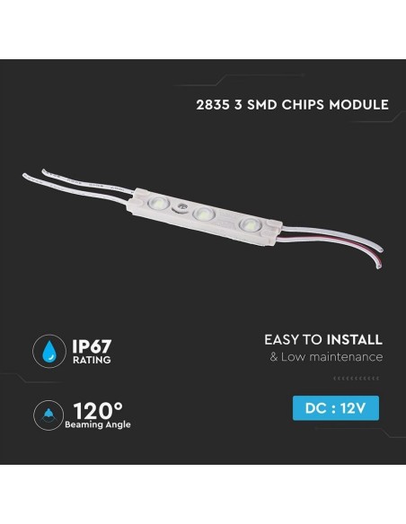 SMD2835 LED-Modul, 3 Leds, 12Vdc, 1W, grün, IP67 - V-TAC VT-28353 5123