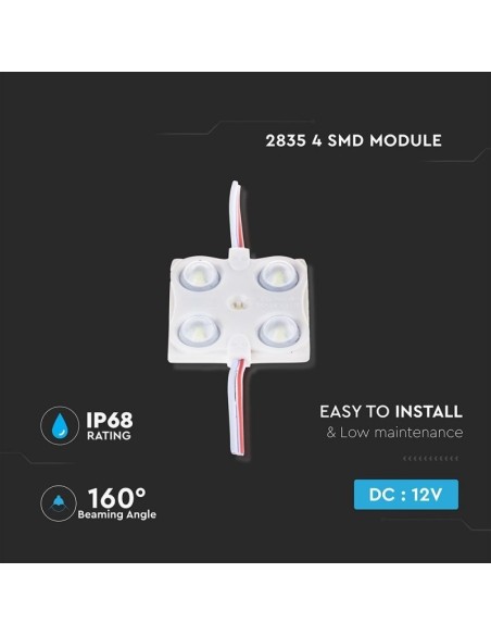 SMD2835 LED-Modul, 4 Leds, 12Vdc, 1,44W, blau, IP68 - V-TAC VT-28356 5132
