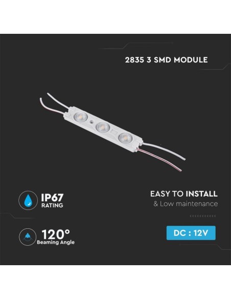 SMD2835 LED-Modul, 3 Leds, 12Vdc, 1.5W, grün, IP67 - V-TAC VT-28356 5128