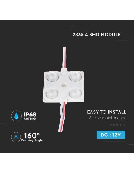 SMD2835 LED-Modul, 4 LEDs, 12Vdc, 1,44W, 6400K kaltweiß, IP68 - V-TAC VT-28356 5130