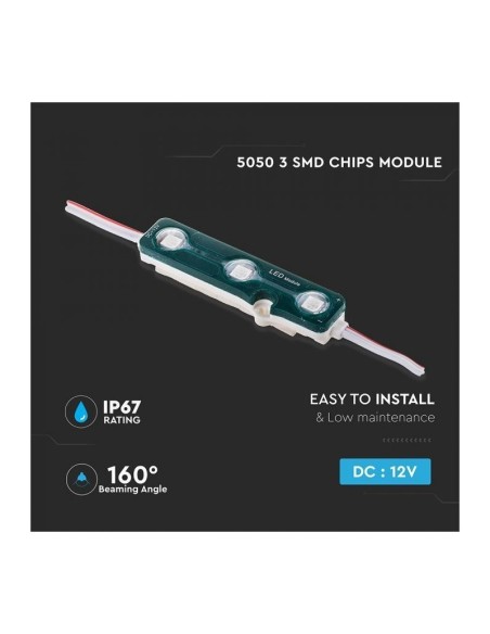 SMD5050 LED-Modul, 3 Leds, 12Vdc, 0,72W, grün, IP67 - V-TAC VT-50503 5117