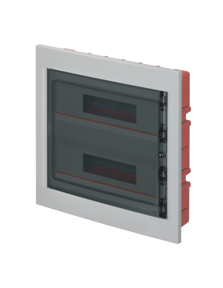 Verzonken schakelbord, 36 (2x18) modules, 6x10mm klemmenblok, grijs, IP40, deur polycarbonaat - Elettrocanali EC63036E