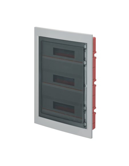 Flush-mounted switchboard, 54 (3x18) modules, 6x10mm terminal block, grey, IP40, polycarbonate door - Elettrocanali EC63054E