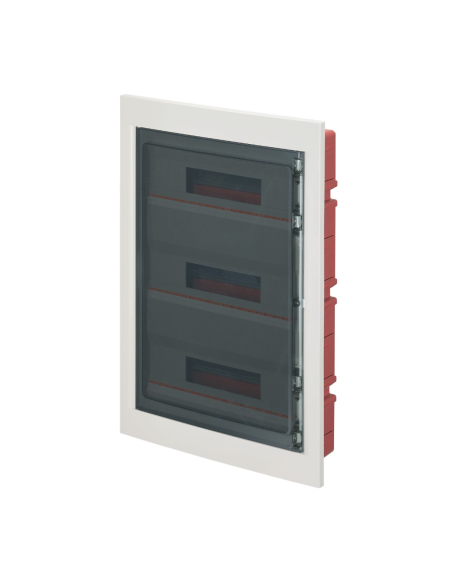 Tableau de distribution encastré, 54 (3x18) modules, bornier 6x10mm, blanc, IP40, porte polycarbonate - Elettrocanali EC63054BE