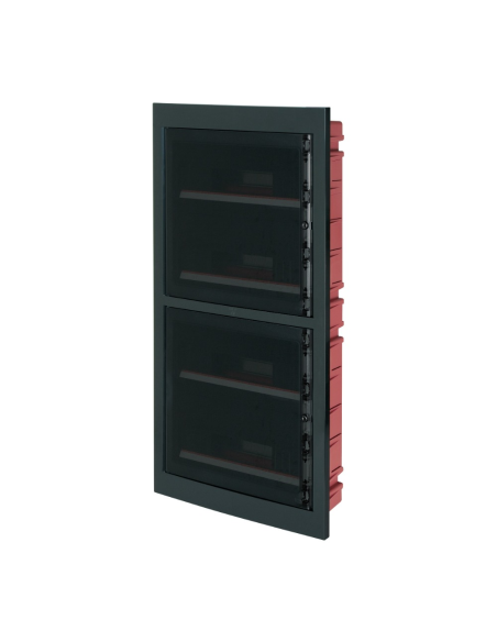 Flush-mounted switchboard, 72 (4x18) modules, 6x10mm terminal block, black, IP40, polycarbonate door - Elettrocanali EC63072NE