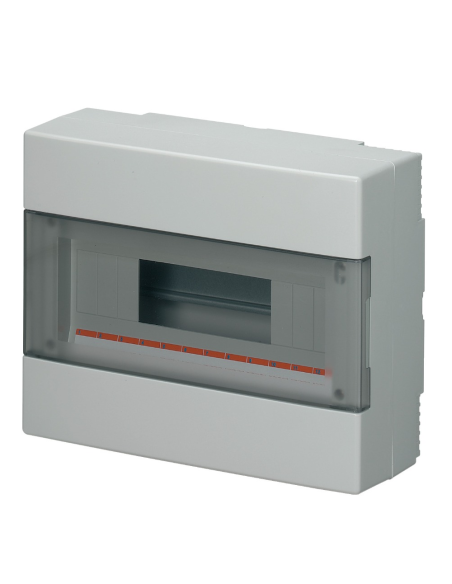 Tableau de distribution pour montage en saillie, 12 modules, bornier 6x10mm, gris, IP40, porte fumée - Elettrocanali EC60012E