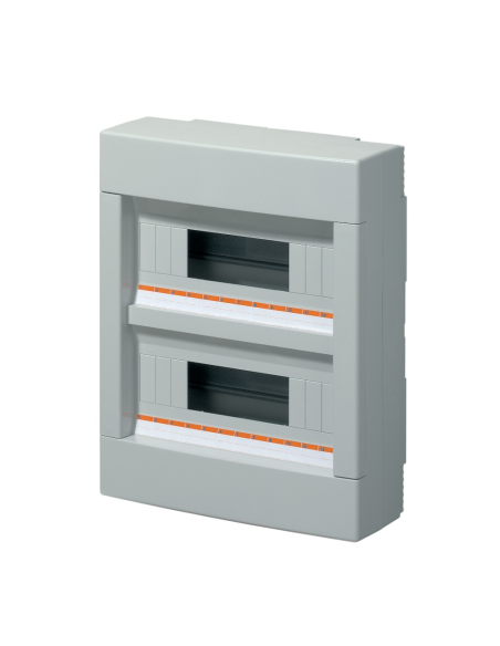 Surface mounting switchboard, 24 (2x12) modules, with 6x10mm terminal block, grey, IP40 - Elettrocanali EC61004E
