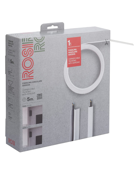 Adhesive mini duct, 15x32mm, angled, 5 metre reel, white - Rosi RS71503A