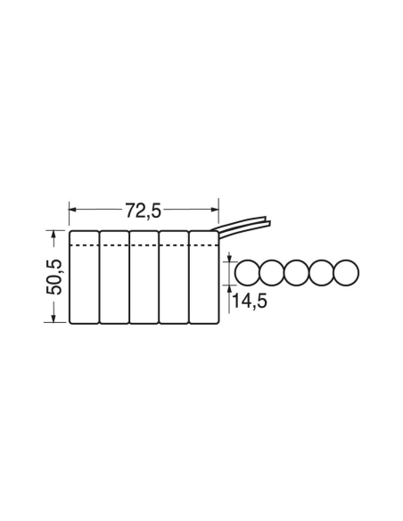 Ni-Cd batterijpack, 6V 1000mAh, 5 AA batterijen, met kabels
