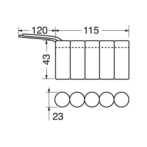 Ni-Cd-Akkupack, 6V 1800mAh, 5...