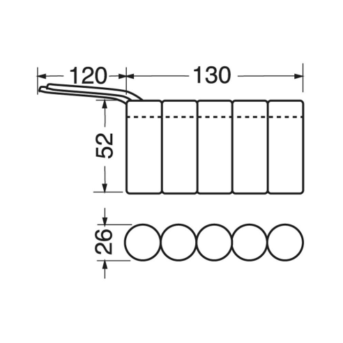 Batterie Ni-Cd, 6V 2200mAh, 5 piles...