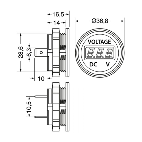 Voltmètre numérique, pour tension DC,...