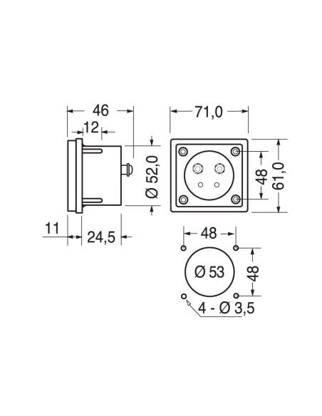 Analoges Plattenvoltmeter, für Gleichspannung, 70x60mm, 30V Bereich