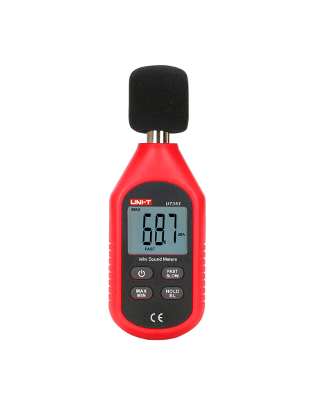Mini fonometro digitale UNI-T UT353, range 30～130dB, frequenza 31,5Hz～8000Hz