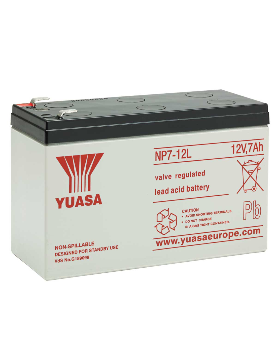 Batteria al piombo ermetica 12V 7Ah con faston 6,35mm - Yuasa NP7-12L