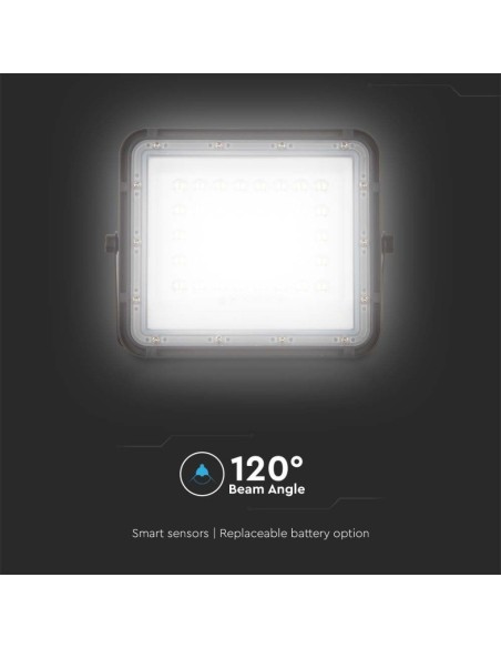 Projecteur LED 6W avec panneau solaire et télécommande, batterie remplaçable, câble de 3 mètres, noir - V-TAC VT-40W